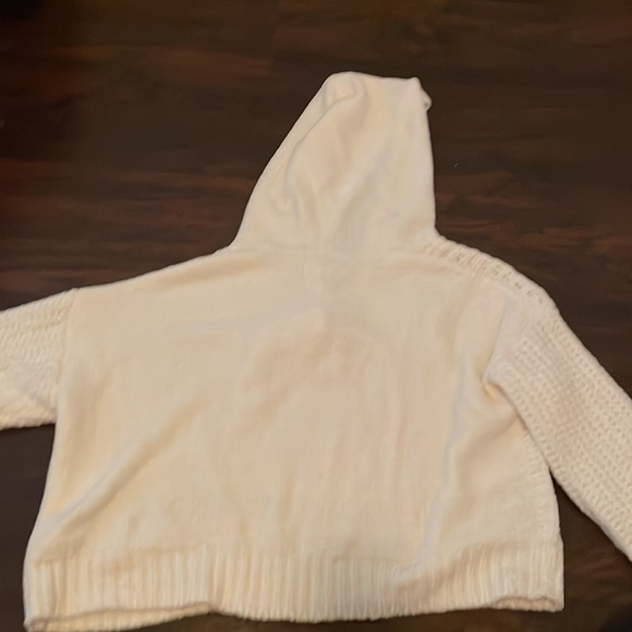 Small White Warm/ Fuzzy Half Button Up Sweater - Picture 3 of 3